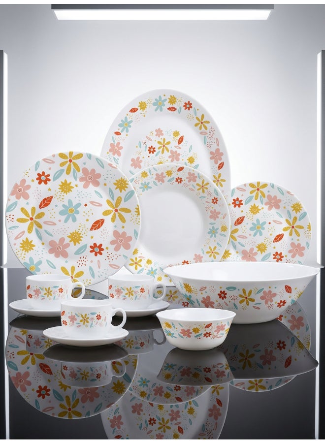 arcopal Luminarc Essense Arcopal Harlowe 38 Piece Dinner Set includes 6 x 26cm Dinner Plates, 6 x 21.5cm Soup Plates, 6 x 19.6cm Dessert Plates, 6 x 12cm Bowls, 1x 21cm Salad Bowl, 1 x 33cm Oval Platter,   6 x 22cl Cup, 6 x 14cm Saucer, Tempered High Qualtiy Glass, Chip resistant, Microwave Safe - Image 5