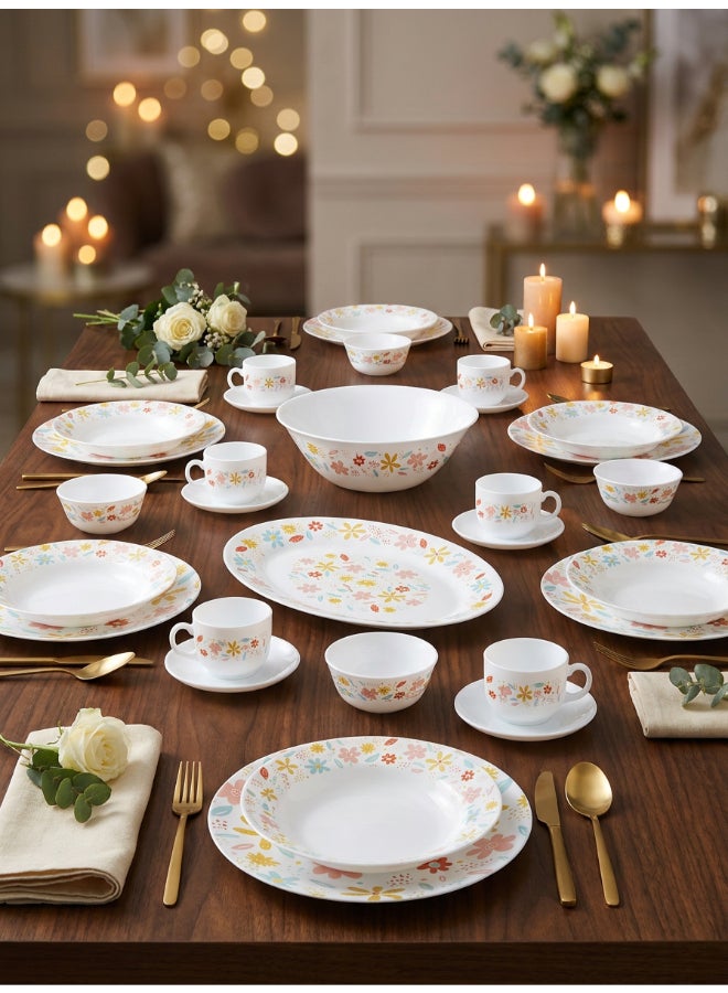 arcopal Luminarc Essense Arcopal Harlowe 38 Piece Dinner Set includes 6 x 26cm Dinner Plates, 6 x 21.5cm Soup Plates, 6 x 19.6cm Dessert Plates, 6 x 12cm Bowls, 1x 21cm Salad Bowl, 1 x 33cm Oval Platter,   6 x 22cl Cup, 6 x 14cm Saucer, Tempered High Qualtiy Glass, Chip resistant, Microwave Safe - Image 4