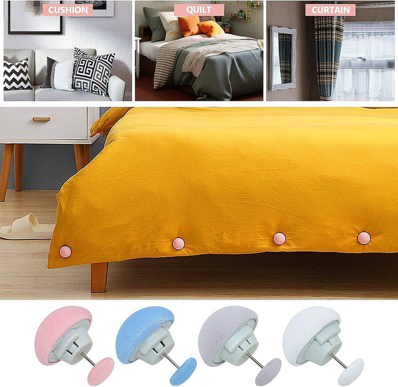 12 pcs Bed Sheet Clip Duvet Cover Holding Clips NonSlip Mushroom Shape Duvet Clips Duvet Button Clip OneKey Unlock for Blanket Bed Sheet Curtain Socks Mattress Multi Color - Image 4
