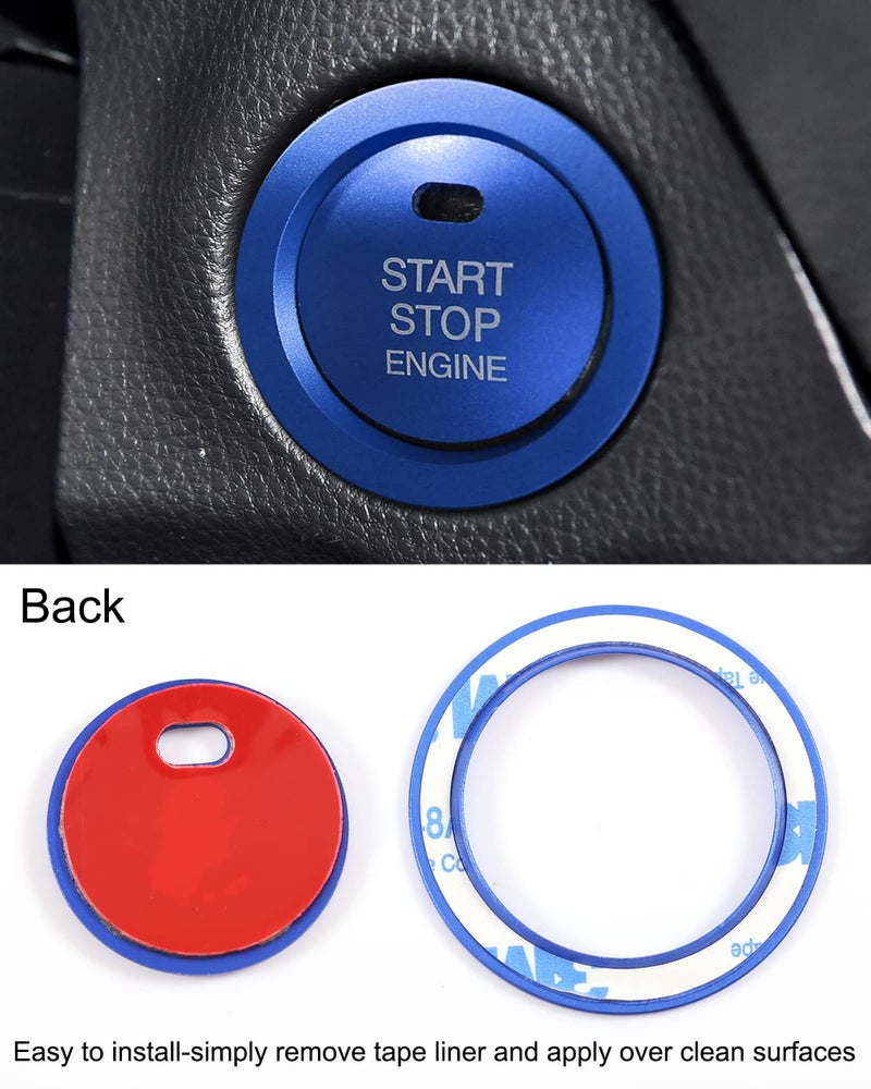 YAKANEY 4 PCS for RAV4 AC Climate Control Knob Rings, Engine Start Cover, Center Console Air Conditioner Switch Button Knob Tims for RAV-4 2019-2025 Interior Conditioning Accessories- Blue - Image 4