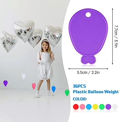 Aoriher 36 Pcs Colorful Plastic Balloon Weights Balloon Shaped Weights for Birthdays Weddings Party Holiday Celebration Decoration Supplies White Purple Red Green Yellow Blue Pink - Image 5