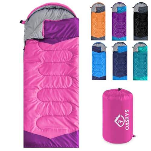 oaskys Camping Sleeping Bag - 3 Season Warm & Cool Weather - Summer Spring Fall Lightweight Waterproof for Adults Kids - Camping Gear Equipment, Traveling, and Outdoors - Image 1