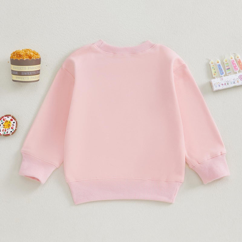 Thilsidee Toddler Baby Boy Girl One/Two Years Birthday Outfit Long Sleeve Embroidery Sweatshirt Shirt Crewneck Pullover Tops (US, Age, 2 Years, 3 Years, A-Pink Two) - Image 3