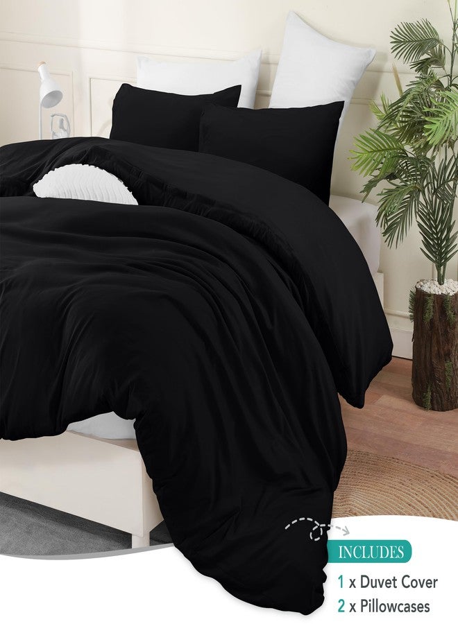Utopia Bedding Duvet Cover Set with Pillowcases - 3 Pieces Bedding Duvet Cover with Zipper Closure - 1 Duvet Cover with 2 Pillowcases - Soft Brushed Microfiber (Queen, Black) - Image 3