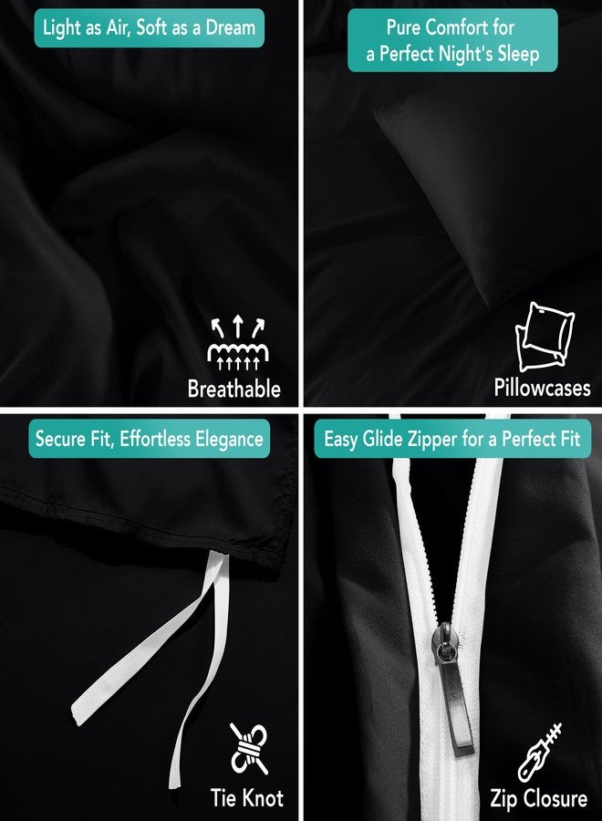 Utopia Bedding Duvet Cover Set with Pillowcases - 3 Pieces Bedding Duvet Cover with Zipper Closure - 1 Duvet Cover with 2 Pillowcases - Soft Brushed Microfiber (Queen, Black) - Image 5