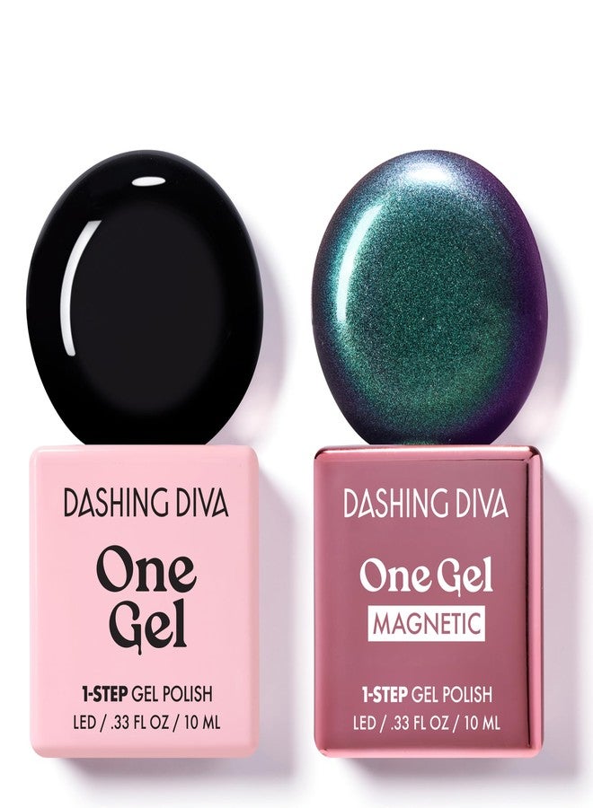 Dashing Diva One Gel Color & Magnetic Duo - Midnight - Real Black & Rogue Magnetic Gel - 3-in-1 Base Coat, Nail Color & Top Coat - Nail Polish Set - Image 1