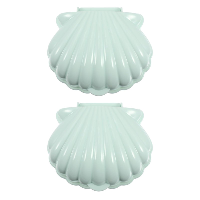 Plastic Soap Dish with Draining Tray for Bathroom Kitchen Sea Shell Design - Image 2