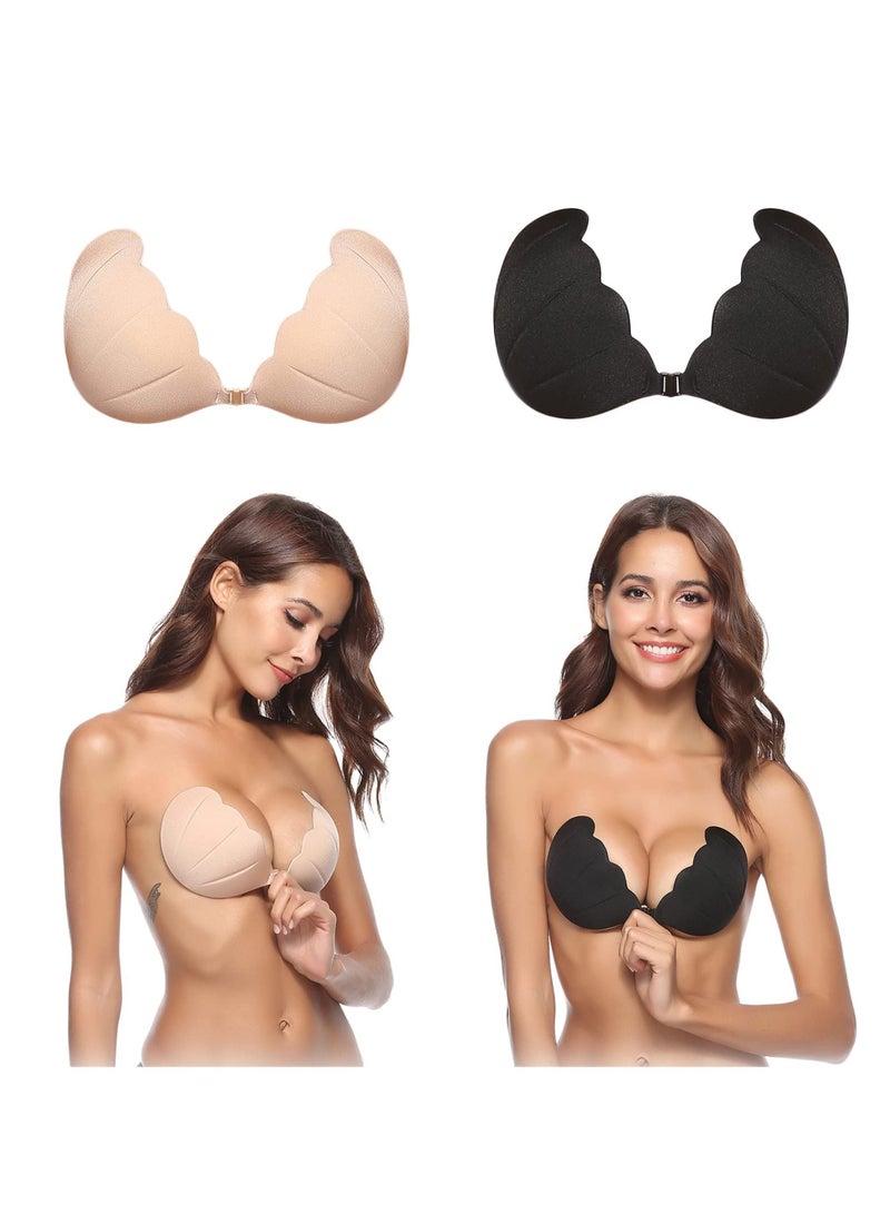 KASTWAVE 2 PCS Invisible Adhesive Bra Reusable Strapless Self Silicone Push-up Sticky Backless - Image 1