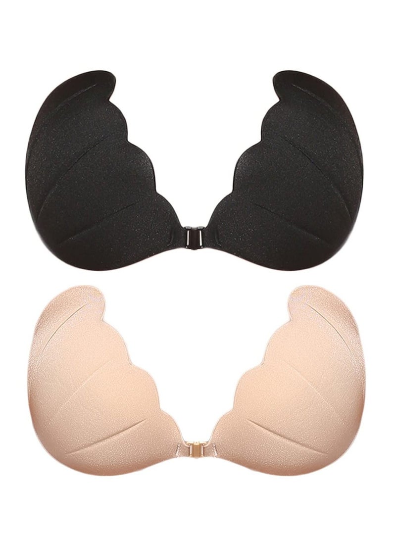 KASTWAVE 2 PCS Invisible Adhesive Bra Reusable Strapless Self Silicone Push-up Sticky Backless - Image 2