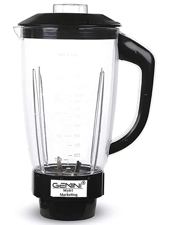 Gemini Juicer Jar for Mixer Grinder Juicer Jar ABS Plastic Transparent 1500ML Black MA50 Black Pack of 1 - Image 1