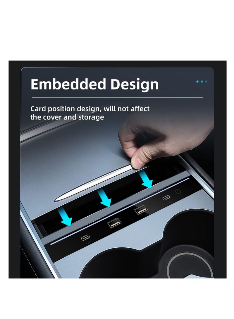 Captaintech USB Hub Docking Station for Tesla Model 3 / Tesla Model Y 2021 2022, Compatible Docking ​Station ​of Center Console HUB Adapter Multiport Cable Extension Accessories - Image 3