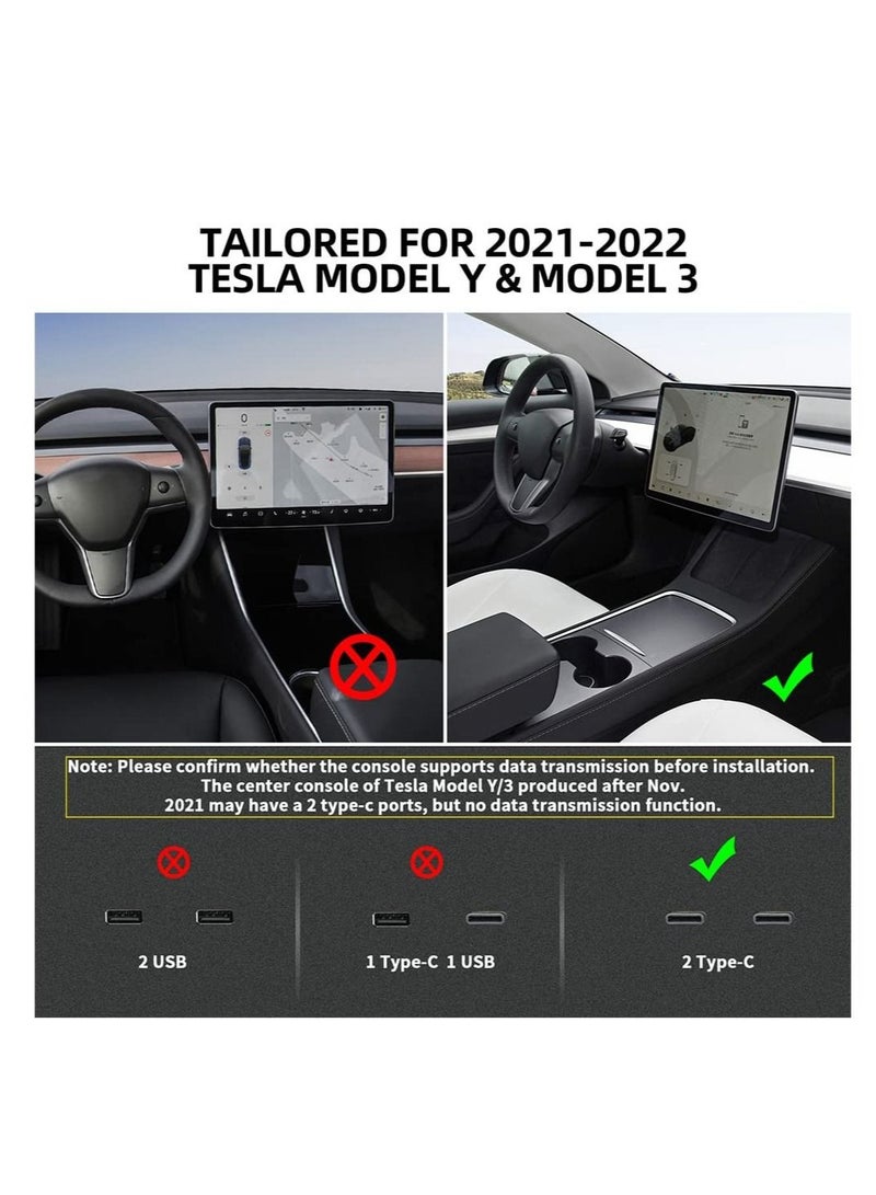Captaintech USB Hub Docking Station for Tesla Model 3 / Tesla Model Y 2021 2022, Compatible Docking ​Station ​of Center Console HUB Adapter Multiport Cable Extension Accessories - Image 2
