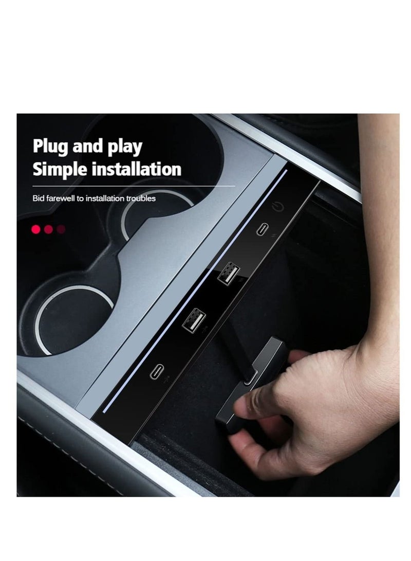 Captaintech USB Hub Docking Station for Tesla Model 3 / Tesla Model Y 2021 2022, Compatible Docking ​Station ​of Center Console HUB Adapter Multiport Cable Extension Accessories - Image 4