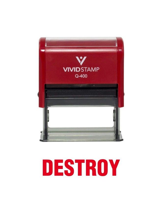 Vivid Stamp Destroy Office Self Inking Rubber Stamp (Red Ink) Xlarge - Image 1