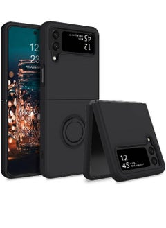 ZOOMEE Protective Soft Silicone Gel Rubber Bumper Slim Hard PC Thin Shockproof Case Cover With Ring Holder For Samsung Galaxy Z Flip 4 Black  - Image 1