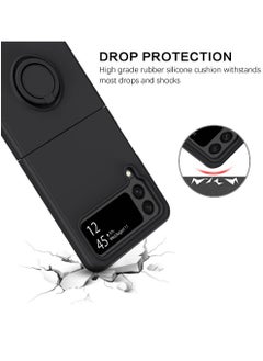 ZOOMEE Protective Soft Silicone Gel Rubber Bumper Slim Hard PC Thin Shockproof Case Cover With Ring Holder For Samsung Galaxy Z Flip 4 Black  - Image 5