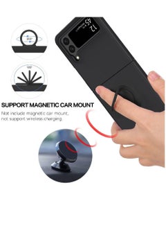 ZOOMEE Protective Soft Silicone Gel Rubber Bumper Slim Hard PC Thin Shockproof Case Cover With Ring Holder For Samsung Galaxy Z Flip 4 Black  - Image 3