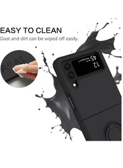 ZOOMEE Protective Soft Silicone Gel Rubber Bumper Slim Hard PC Thin Shockproof Case Cover With Ring Holder For Samsung Galaxy Z Flip 4 Black  - Image 4