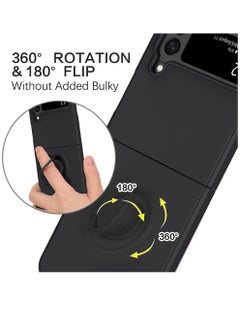ZOOMEE Protective Soft Silicone Gel Rubber Bumper Slim Hard PC Thin Shockproof Case Cover With Ring Holder For Samsung Galaxy Z Flip 4 Black  - Image 2
