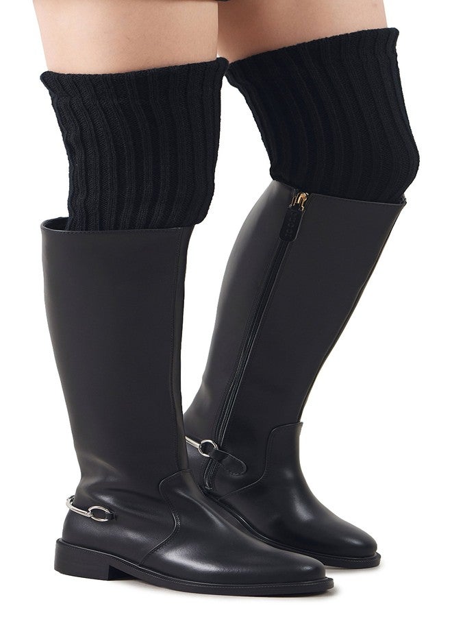 Leotruny Women's Winter Over Knee High Footless Socks Knit Leg Warmers (Black) - Image 3