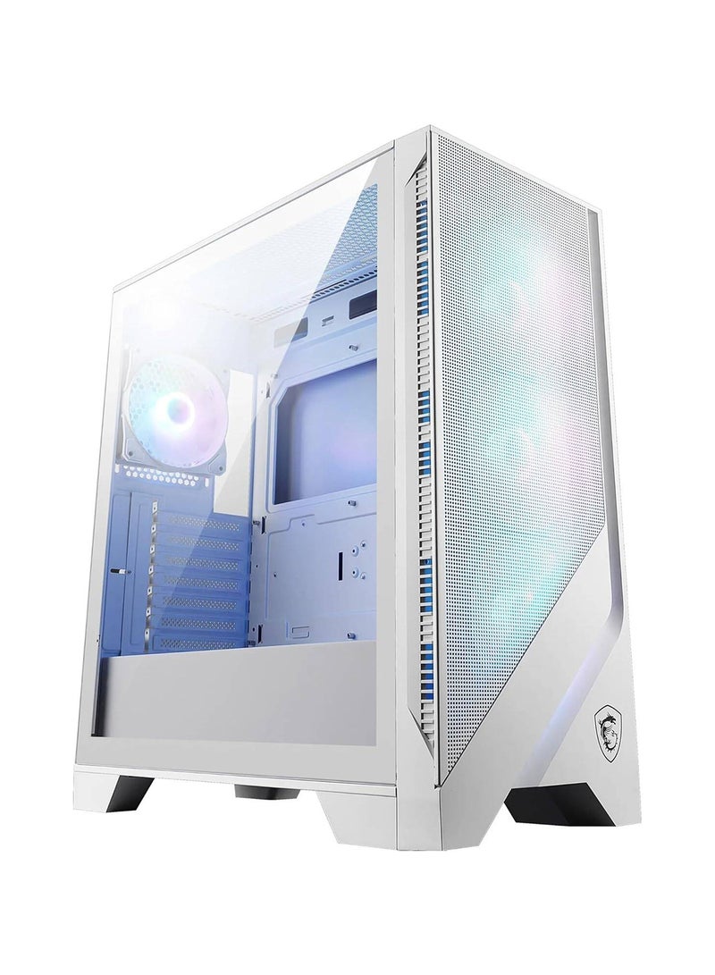 MSI MAG Forge 320R Airflow ATX Mid Tower Computer Case, 4x Pre-Installed Case Fans, Up to 360mm Radiator Support, 3.5" / 2.5" Drive Bays, Tempered Glass Window, Mesh Panel, 306-7G23W21-HH9 White - Image 1