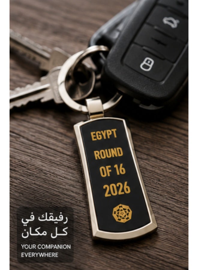 ميدالية مفاتيح معدنية تذكارية لمصر بمناسبة دور الـ16 لكرة القدم 2026 باللون الأسود والذهبي قطعة واحدة - Image 4