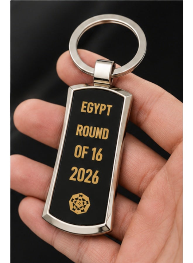 ميدالية مفاتيح معدنية تذكارية لمصر بمناسبة دور الـ16 لكرة القدم 2026 باللون الأسود والذهبي قطعة واحدة - Image 5