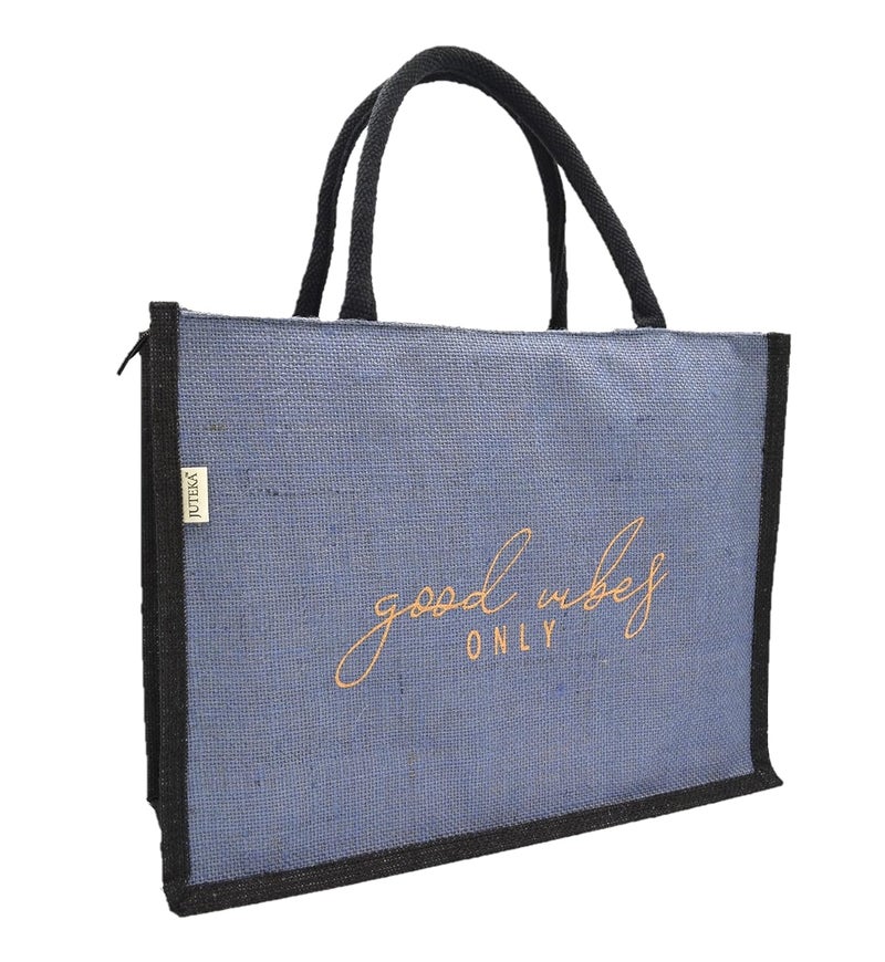 JUTEKA quote printed Jute Bag for Lunch, Office, Grocery, Picnic, Tiffin, Shopping Hand Bag with padded cotton handles… - Image 1