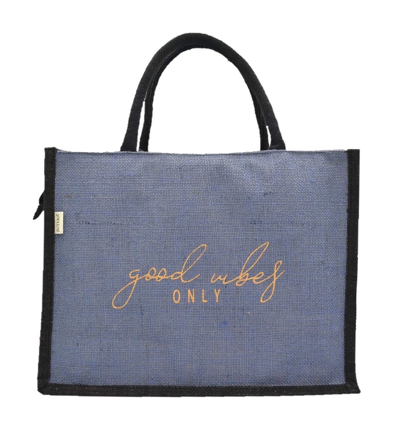 JUTEKA quote printed Jute Bag for Lunch, Office, Grocery, Picnic, Tiffin, Shopping Hand Bag with padded cotton handles… - Image 2
