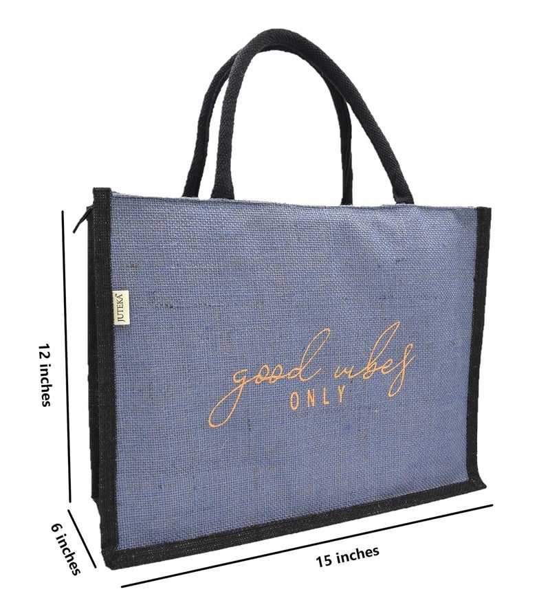 JUTEKA quote printed Jute Bag for Lunch, Office, Grocery, Picnic, Tiffin, Shopping Hand Bag with padded cotton handles… - Image 5