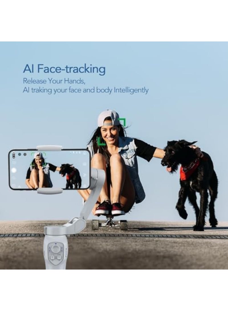 SYOSI Smartphone Gimbal Stabilizer, 3-Axis Phone Stabilizer for Android & iPhone, Face & Object Tracking, Video Recording, Integrated Extension Rod, Compact Vlogging Kit - Image 2