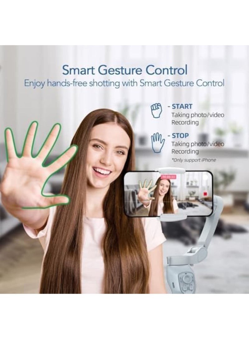 SYOSI Smartphone Gimbal Stabilizer, 3-Axis Phone Stabilizer for Android & iPhone, Face & Object Tracking, Video Recording, Integrated Extension Rod, Compact Vlogging Kit - Image 4