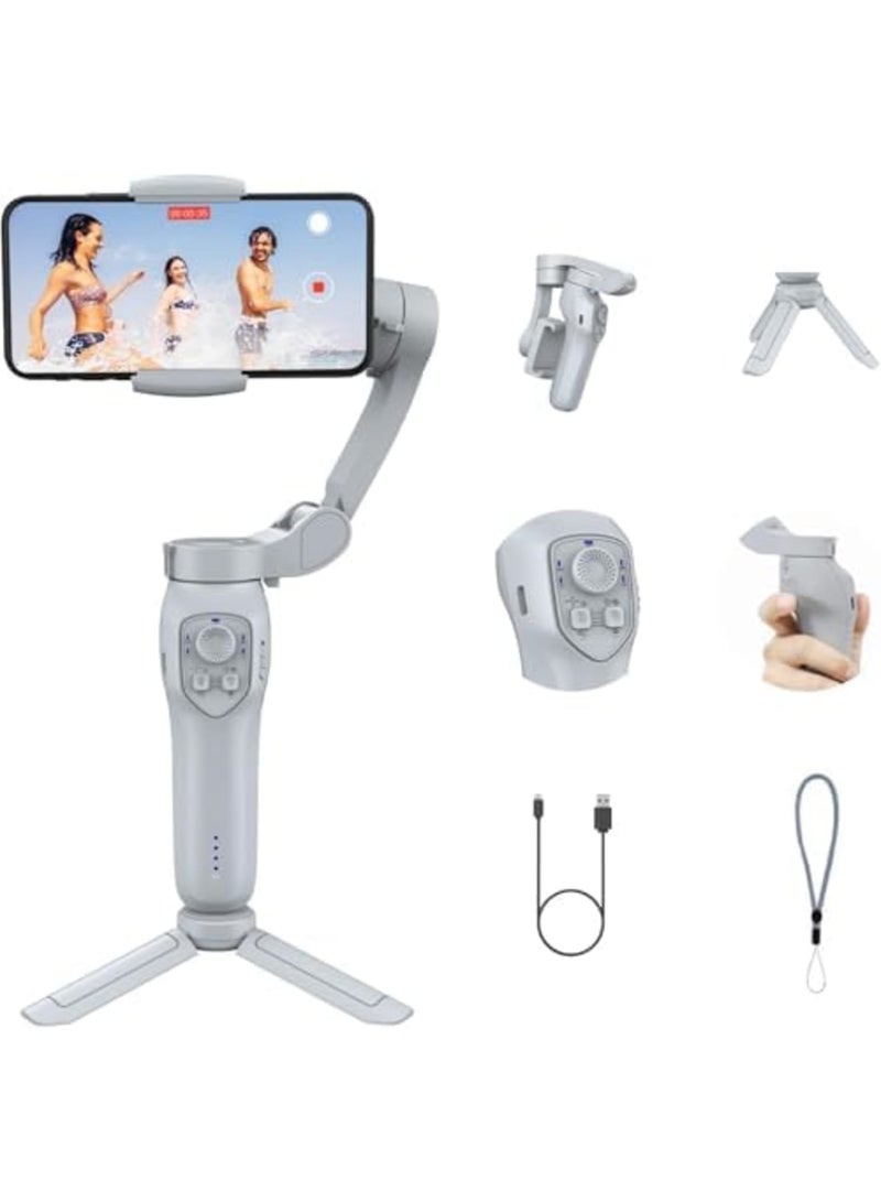 SYOSI Smartphone Gimbal Stabilizer, 3-Axis Phone Stabilizer for Android & iPhone, Face & Object Tracking, Video Recording, Integrated Extension Rod, Compact Vlogging Kit - Image 1