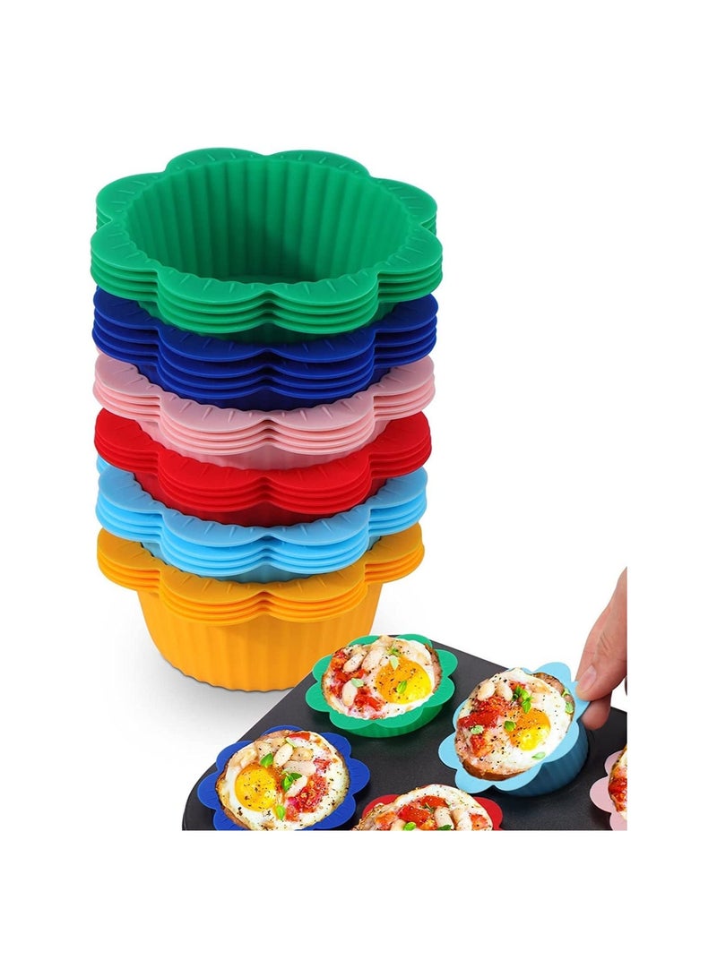 SYOSI Silicone Baking Cups, 24 Pcs Muffin Liners with Tabs, Reusable Cupcake Liners for Steel Muffin Pan, Non-Stick Baking Cups for Bakeware Baking Pan & Cupcake Pan, Muffin Cupcake Molds - Image 1