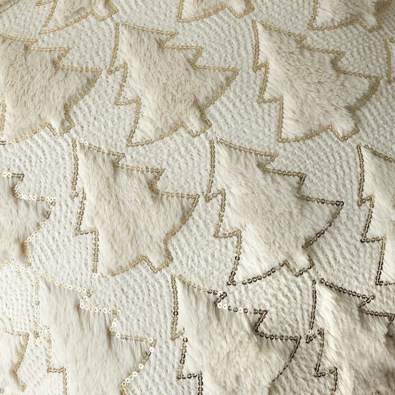 4TH Emotion Christmas Tree Decorative Pillow Covers 18x18 Set of 2  Beige Soft Plush Faux Fur Farmhouse Throw Cushion Cases for Xmas Winter Holiday Home Decorations - Image 3