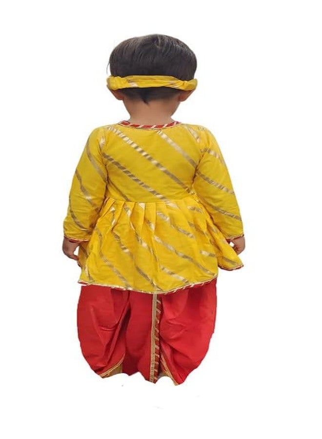 Aglare Krishna.. Embroidered Angarkha Top With Lace Work Dhoti And Mukut Murli,for Janmashtami and Navratri.Boys Kedia..Yred22 - Image 3