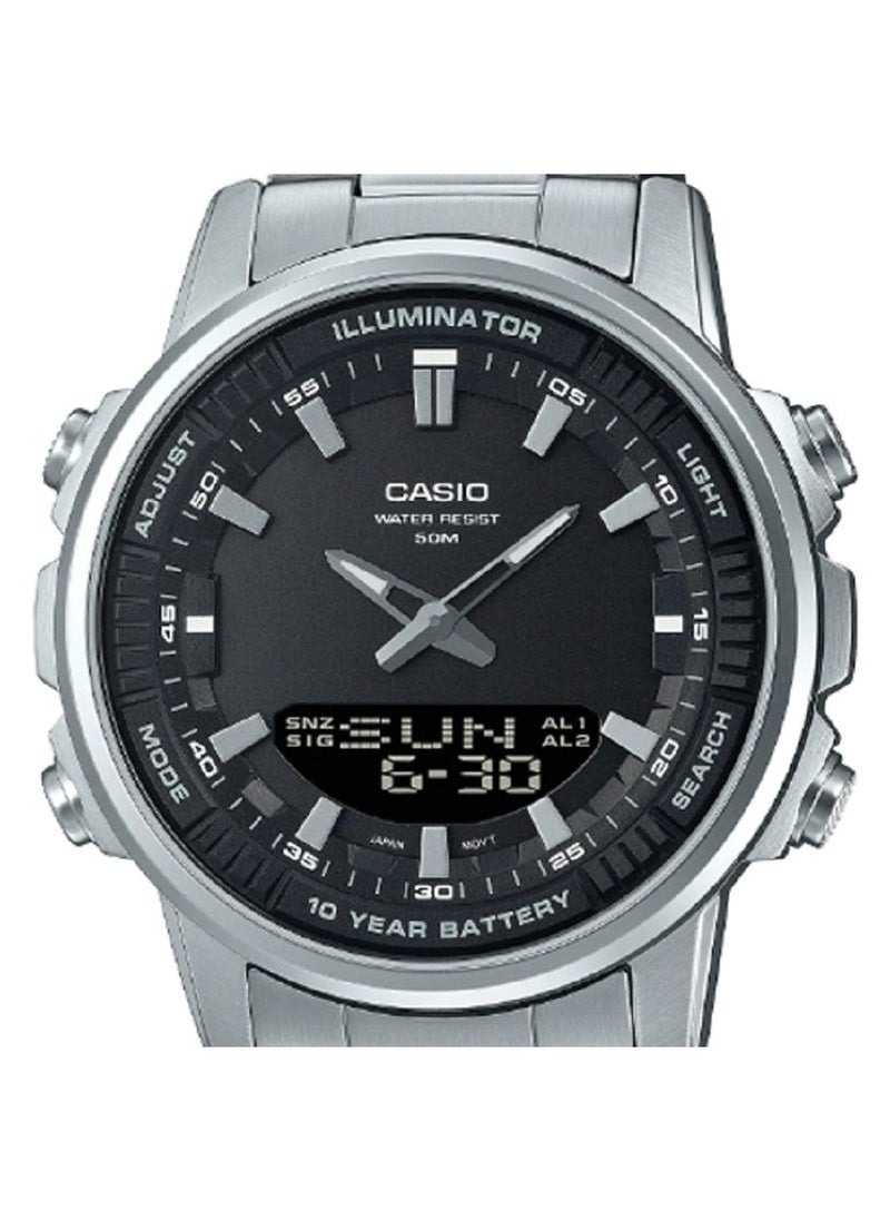 CASIO Casio Watch Men Digital Analog Black Dial Stainless Steel Band AMW-880D-1AVDF  - Image 3