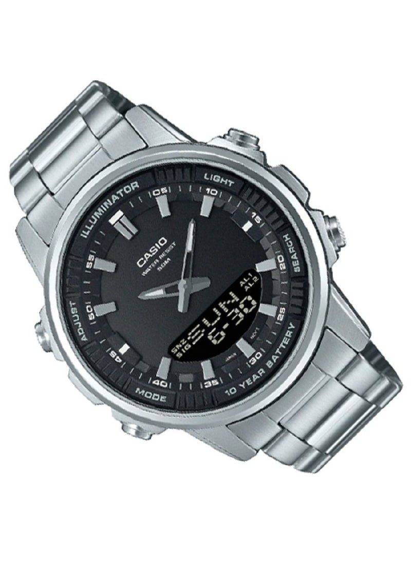 CASIO Casio Watch Men Digital Analog Black Dial Stainless Steel Band AMW-880D-1AVDF  - Image 2