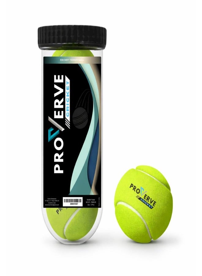 PROVERVE Cricket Tennis Ball Professional with Jar for Cricket Tournament, Premium Performance High Bounce Rubber Ball (Pack of 3) - Image 1