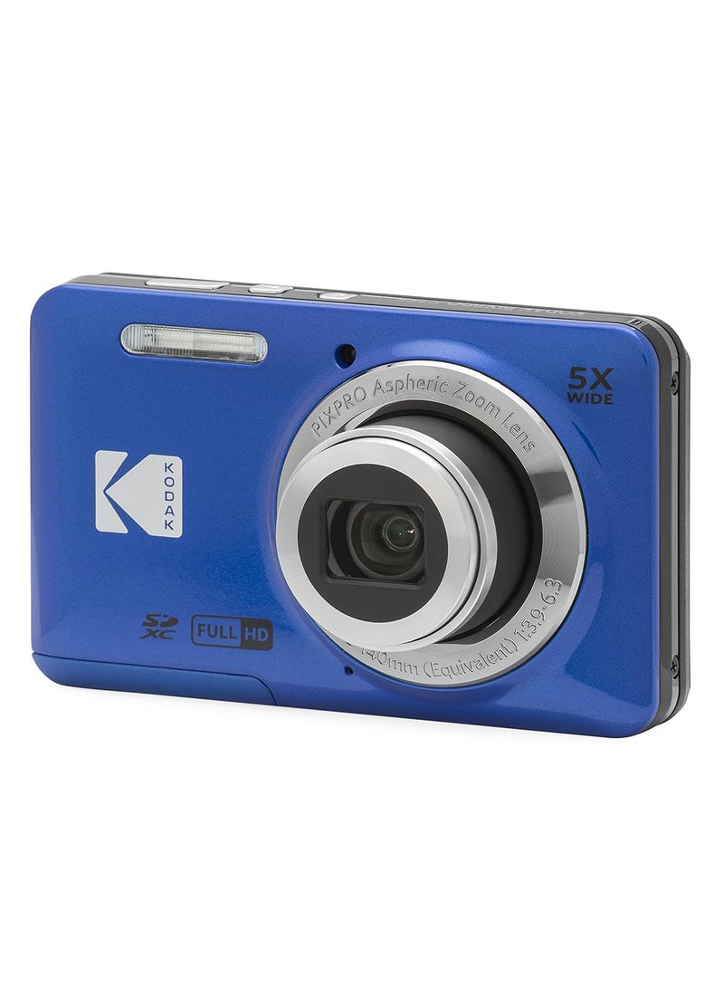 كوداك كاميرا رقمية PIXPRO FZ55-BL بدقة 16 ميجابكسل مع مستشعر CMOS وزوم بصري 5x وزاوية واسعة 28 مم وفيديو بدقة 1080P كامل HD وكاميرا مدونات 2.7" LCD - Image 1