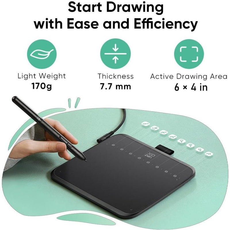 OSU drawing pad for beginner: 6×4 inch graphic art tablet with 16384 pressure levels, battery-free stylus, 60 tilt support, compatible with Android, Windows, macOS - Image 4