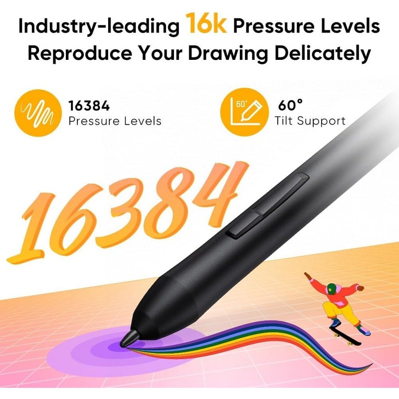 OSU drawing pad for beginner: 6×4 inch graphic art tablet with 16384 pressure levels, battery-free stylus, 60 tilt support, compatible with Android, Windows, macOS - Image 2