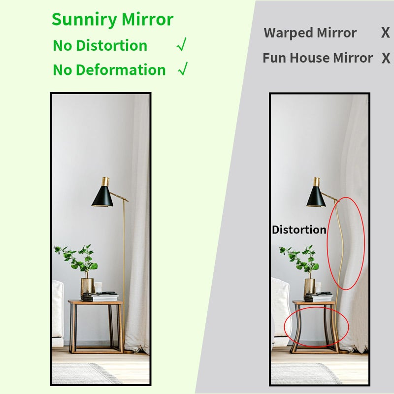 Sunniry Full Length Mirror, Full Body Mirror with Aluminum Metal Frame, Standing Mirrors for Bedroom, Livingroom, Cloakroom, Hallway, Home DÃ©cor. (56x16 inch, Black) - Image 4