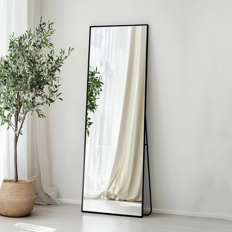 Sunniry Full Length Mirror, Full Body Mirror with Aluminum Metal Frame, Standing Mirrors for Bedroom, Livingroom, Cloakroom, Hallway, Home DÃ©cor. (56x16 inch, Black) - Image 5