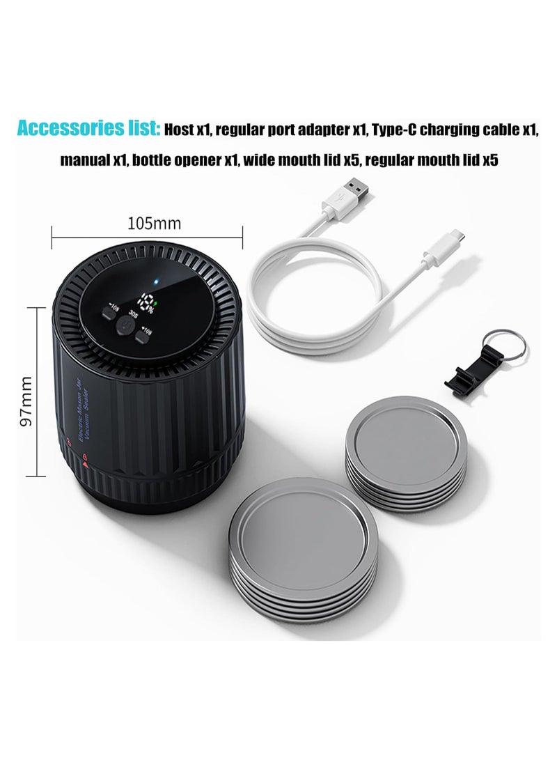 SYOSI Electric Mason Jar Vacuum Sealer, Electric Mason Jar Vacuum Sealer Kit, Vacuum Sealing Machine for Food Storage Electric Mason Cordless Vacuum Sealer, for Wide Mouth and Regular Mouth Mason Jars - Image 5