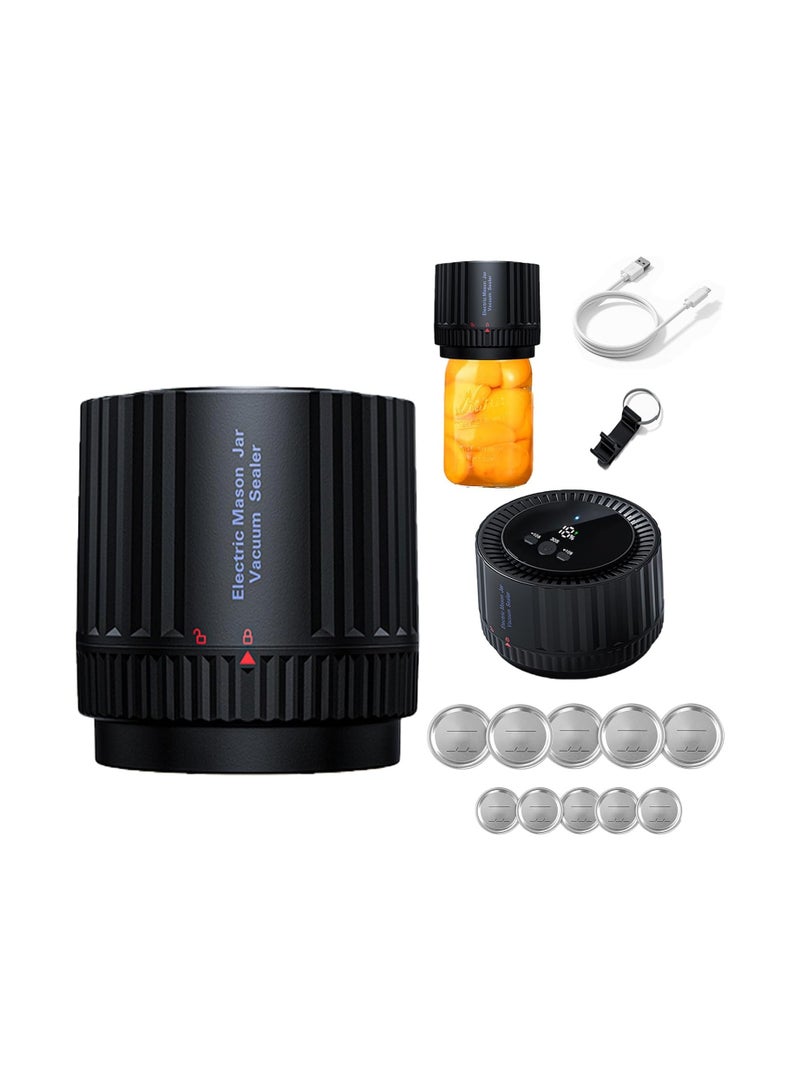 SYOSI Electric Mason Jar Vacuum Sealer, Electric Mason Jar Vacuum Sealer Kit, Vacuum Sealing Machine for Food Storage Electric Mason Cordless Vacuum Sealer, for Wide Mouth and Regular Mouth Mason Jars - Image 1