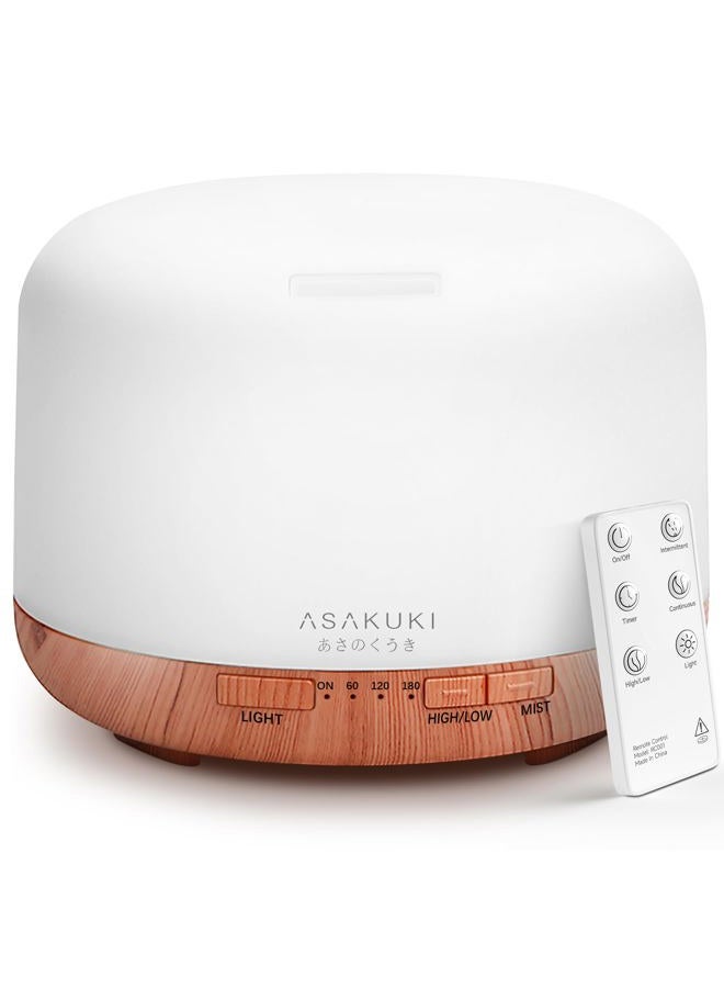 ASAKUKI 2017 500ml Premium, Essential Oil Diffuser, 5 In 1 Ultrasonic Aromatherapy Fragrant Oil Vaporizer Humidifier, Purifies The Air, Timer and Auto-Off Safety Switch, 7 LED Light Colors - Image 1