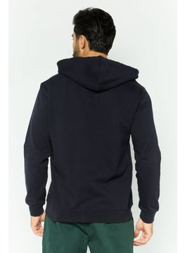 Gazzarrini Men Hooded Long Sleeve Brand Logo Sweatshirt, Navy  - Image 2