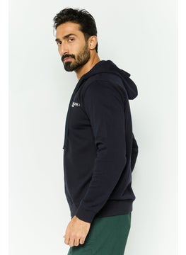 Gazzarrini Men Hooded Long Sleeve Brand Logo Sweatshirt, Navy  - Image 3