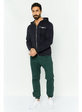Gazzarrini Men Hooded Long Sleeve Brand Logo Sweatshirt, Navy  - Image 4